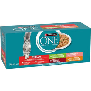 Purina One Sterilcat Marh&aacute;val-lazaccal-pulyk&aacute;val-csirk&eacute;vel 40x85g