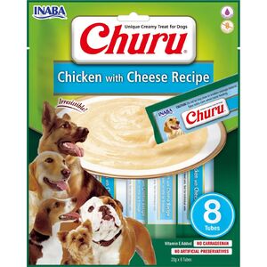 Inaba Dog Churu P&uuml;r&eacute; jutalomfalat kuty&aacute;knak csirke-sajt 8x20g
